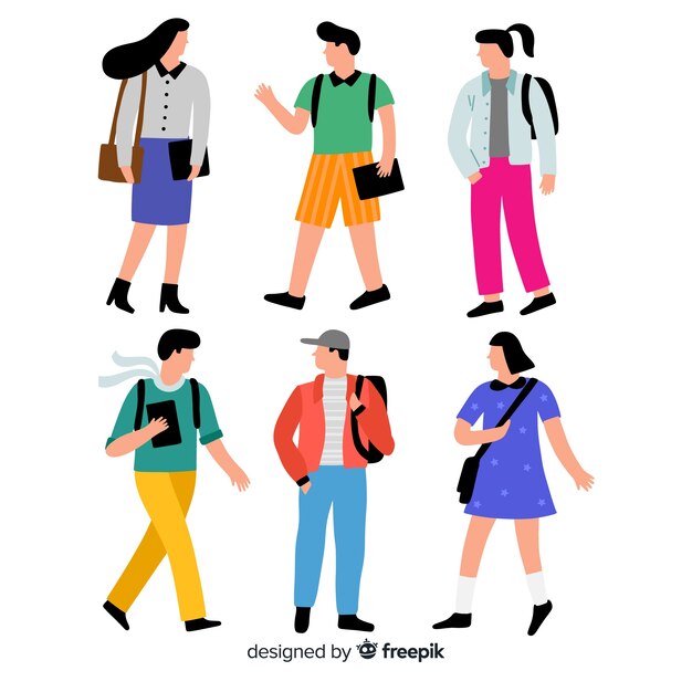 People going to the university pack | Free Vector