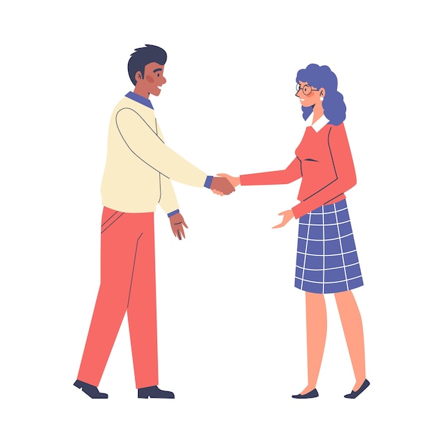 premium-vector-people-greet-each-other-with-handshaking-flat-vector