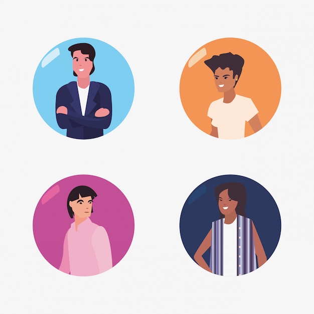 Premium Vector | People group characters male and female