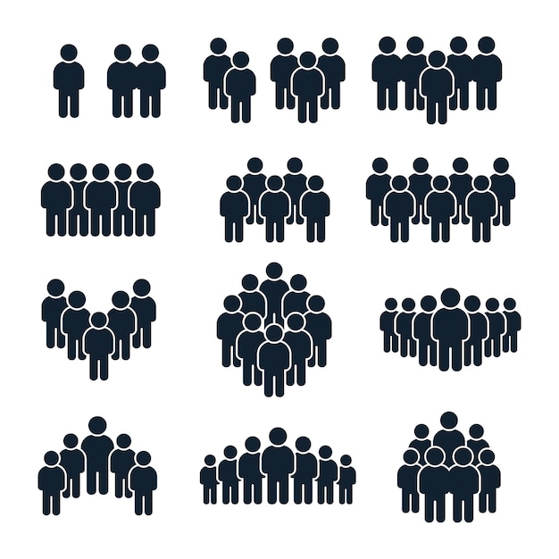 People group icon. business person, team management and socializing persons silhouette icons  set Pr