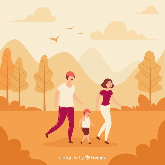 People having a walk in autumn Vector | Free Download