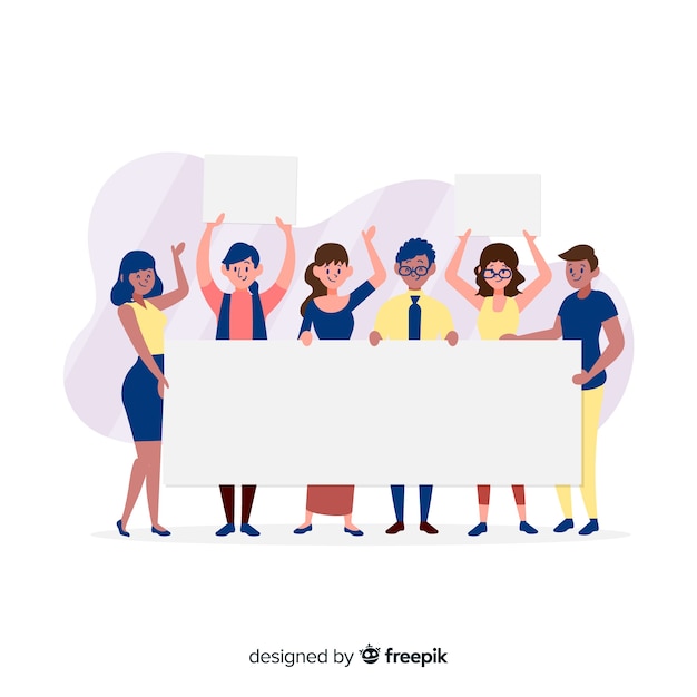 People holding banner | Free Vector