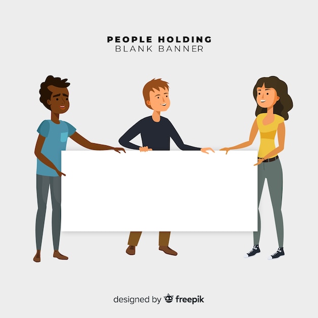 Free Vector People Holding Blank Banner