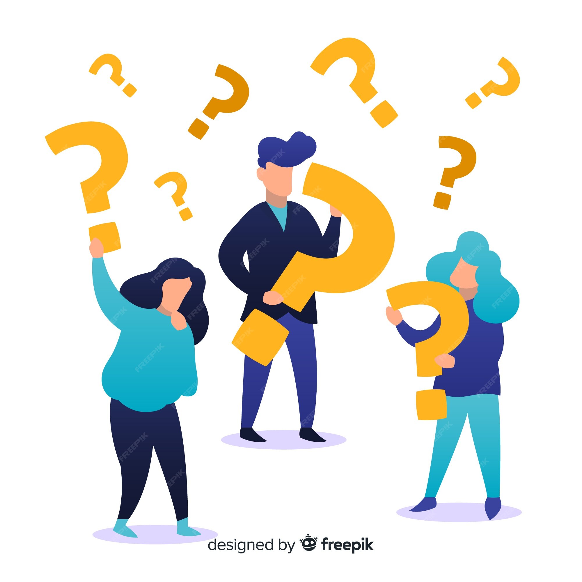 Premium Vector | People holding question marks