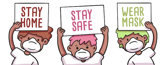 Download Free People Holding Stay Home Stay Safe And Wear Mask Boards Covid 19 Use our free logo maker to create a logo and build your brand. Put your logo on business cards, promotional products, or your website for brand visibility.