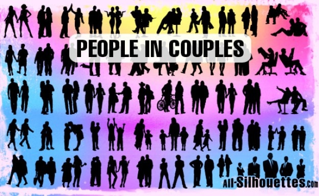 People in Couples Silhouettes