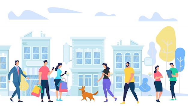 People lifestyle in city Premium Vector