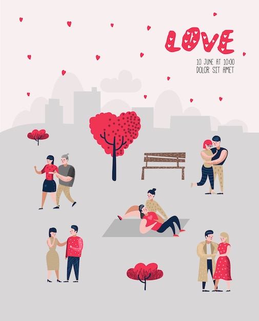 Premium Vector | People in love characters for poster