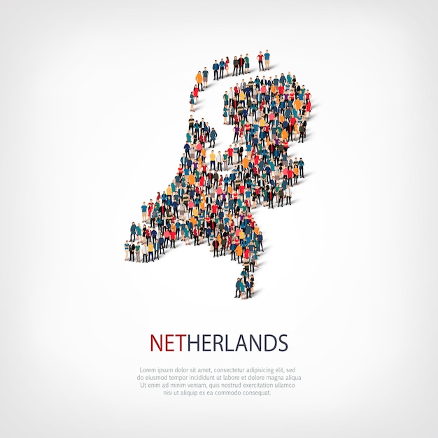 Premium Vector | People map country netherlands