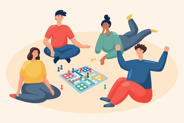 Premium Vector | People playing ludo game