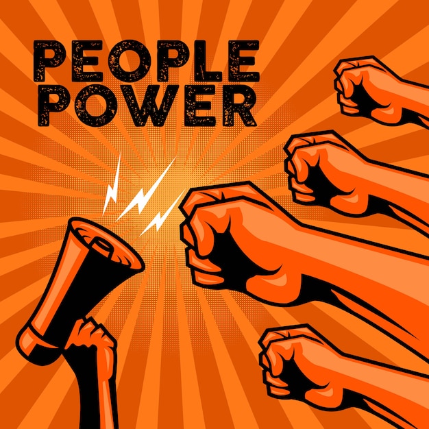 People power for protest poster Premium Vector