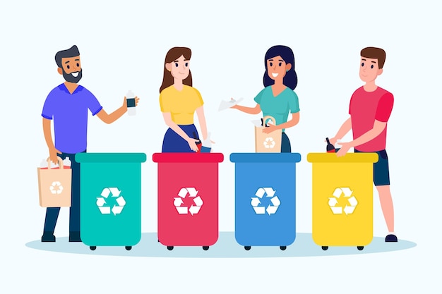 People recycling concept | Free Vector