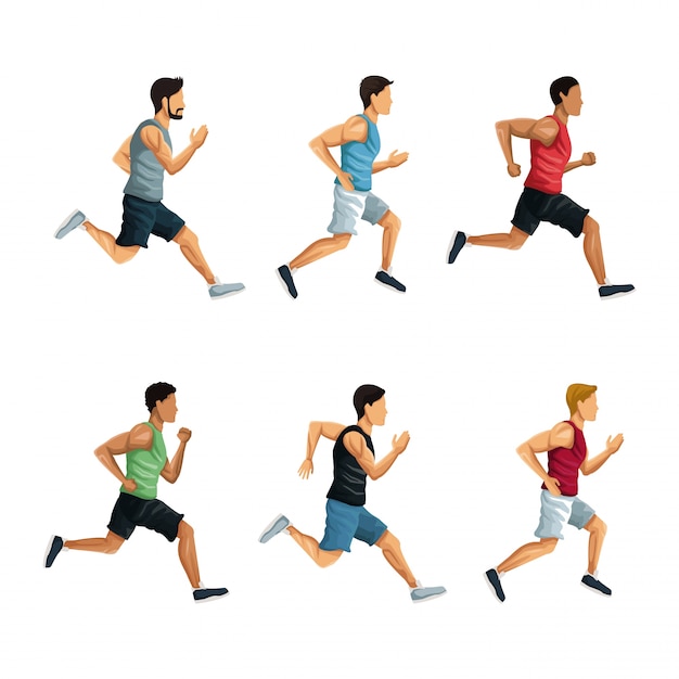 Premium Vector | People running icons