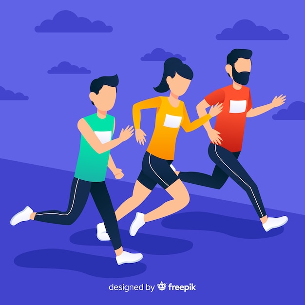 Download People running a marathon race Vector | Free Download