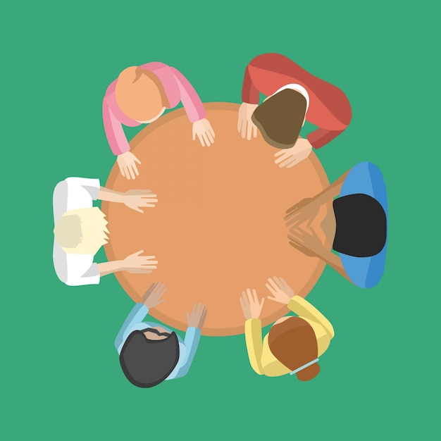 People sat around table | Premium Vector