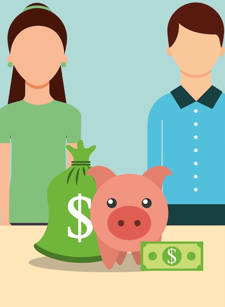 Download People saving money Vector | Premium Download