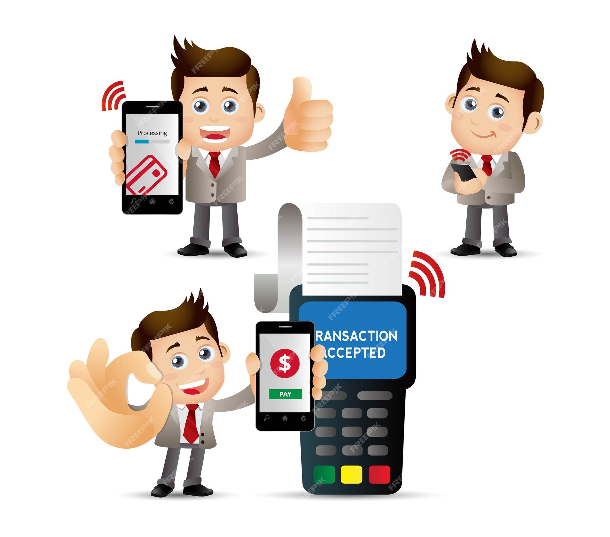 Premium Vector | People set. mobil payments