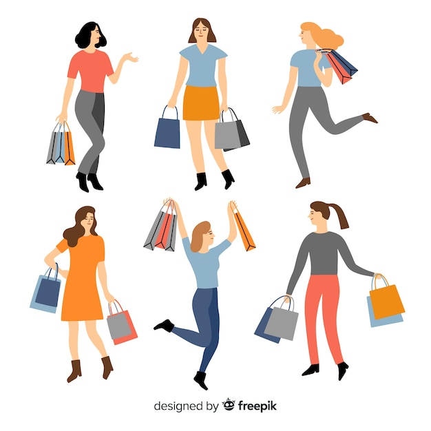 People shopping collection Vector | Free Download