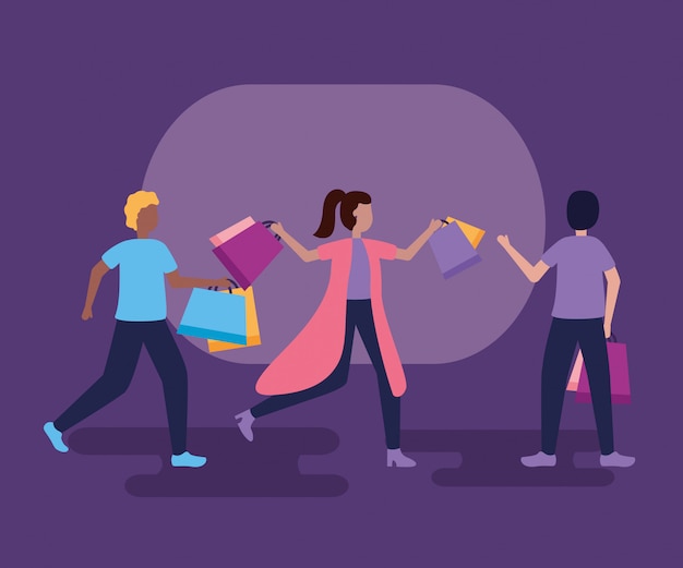 Free Vector | People shopping with bags