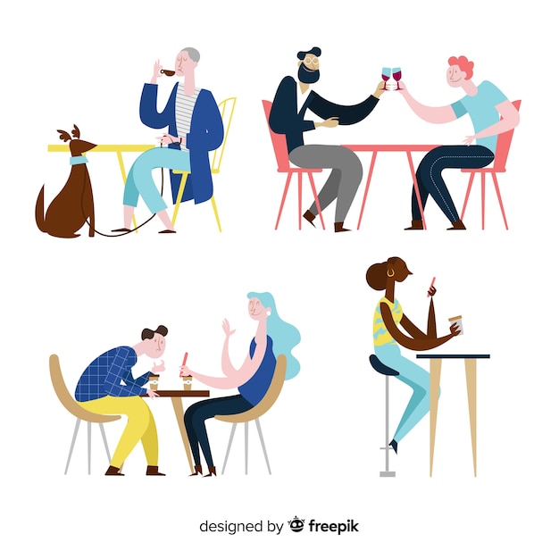 Free Vector | People sitting at café flat design