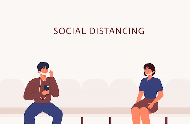 Download People do social distancing illustration | Premium Vector