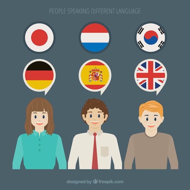 People speaking different languages with flat design Free Vector