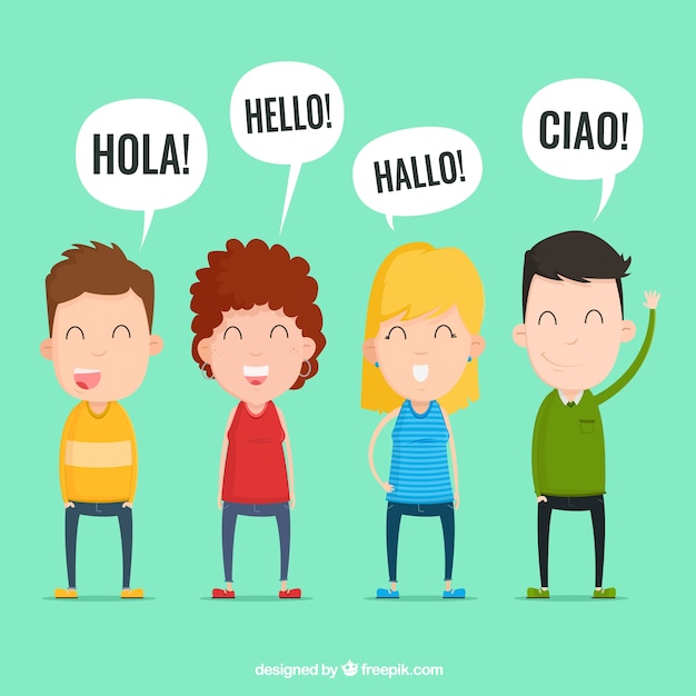 People speaking different languages with flat design | Free Vector