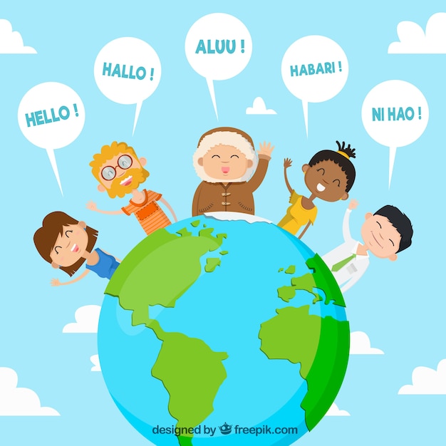 People speaking different languages with flat design Free Vector