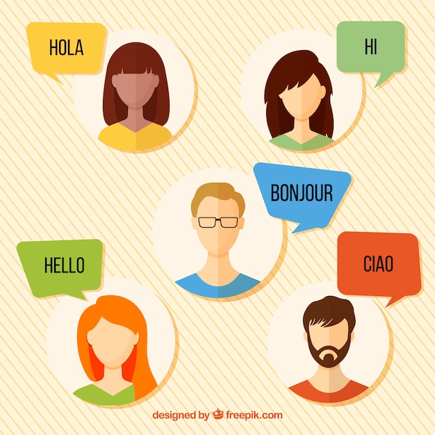 Free Vector | People speaking different languages with flat design