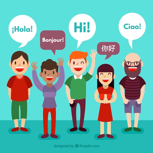 Free Vector | People speaking different languages with flat design