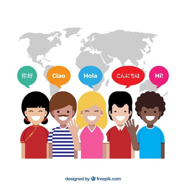 Free Vector | People speaking different languages with flat design