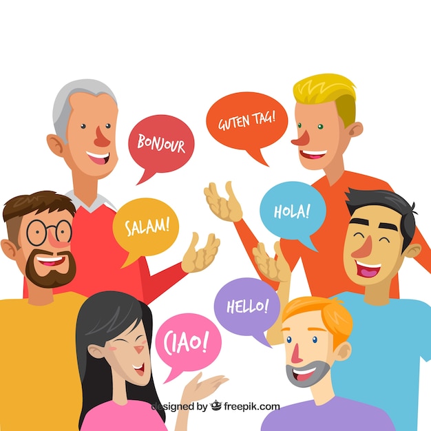 Free Vector | People speaking different languages with flat design