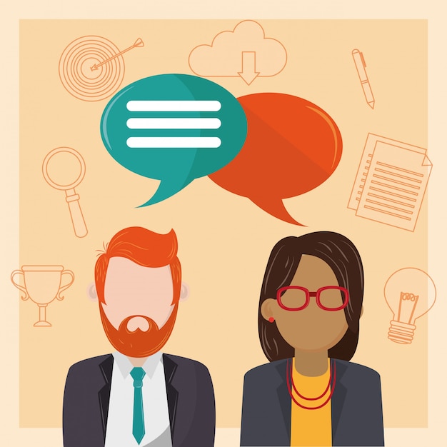 Premium Vector | People talking with blank speech bubbles