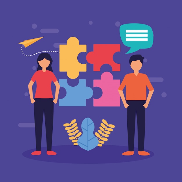 People teamwork flat design image Free Vector