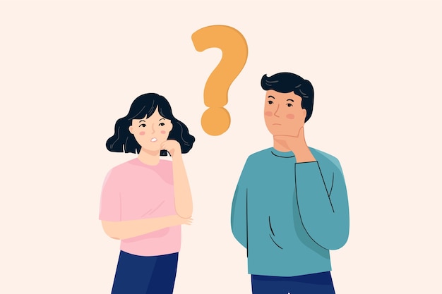 Premium Vector | People thinking, asking about something