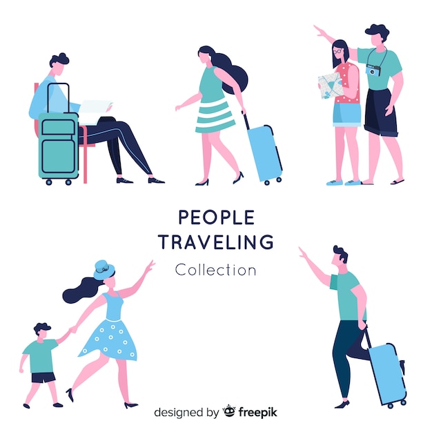 People traveling collection Free Vector