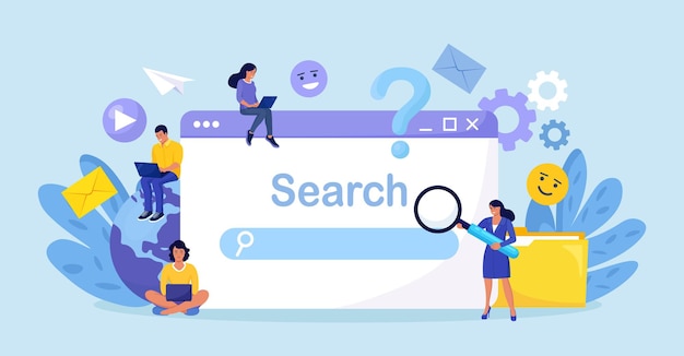 Premium Vector | People use search bar. searching information in ...