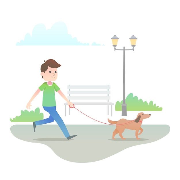 Free Vector | People walking the dog