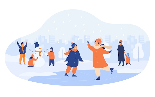 Download Free Vector | People walking in winter park isolated flat ...