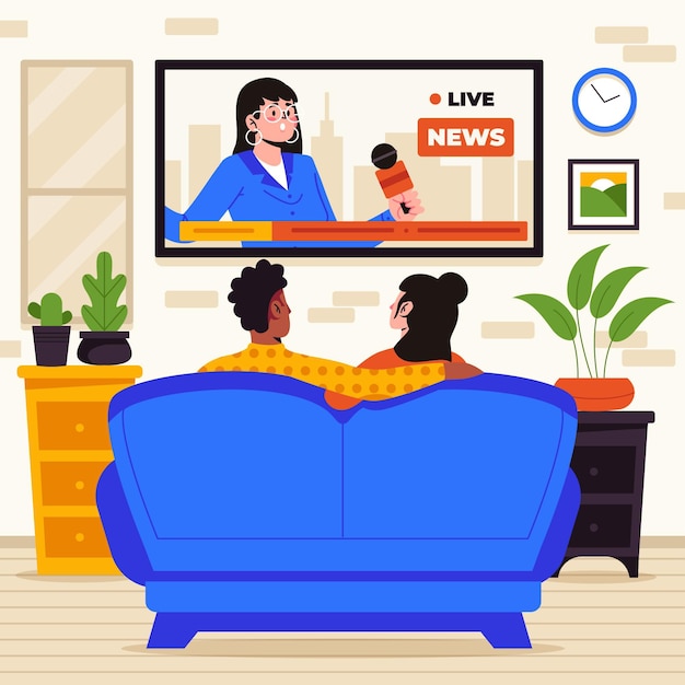 People watching together the news illustrated | Free Vector