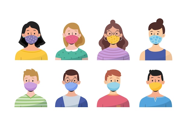 People wearing face masks | Free Vector