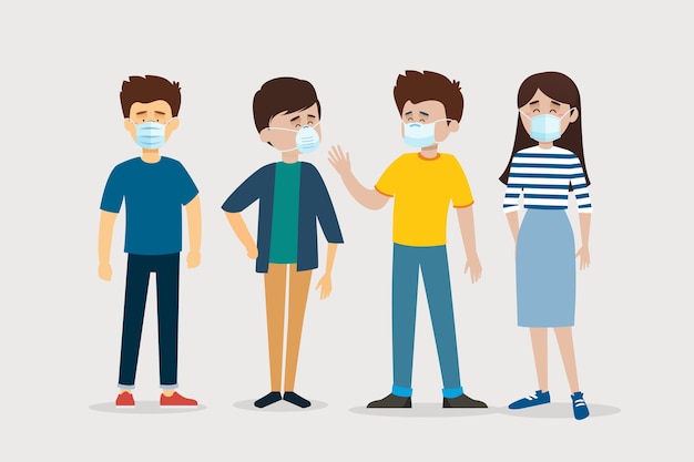 People wearing medical mask | Free Vector