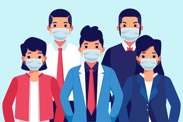 People wearing medical mask Free Vector