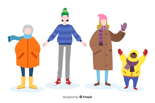 Free Vector | People wearing winter clothes