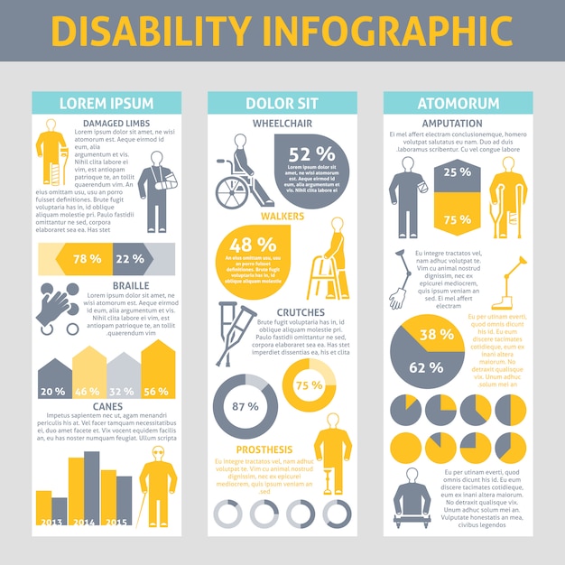 Free Vector People With Disabilities Infographic Set