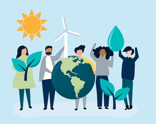 People with environmental sustainability concept | Free Vector