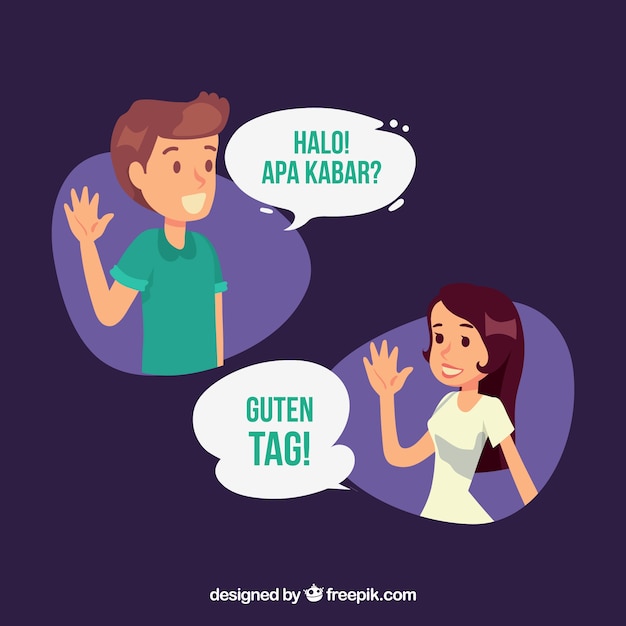 People with flat design speaking different languages Free Vector