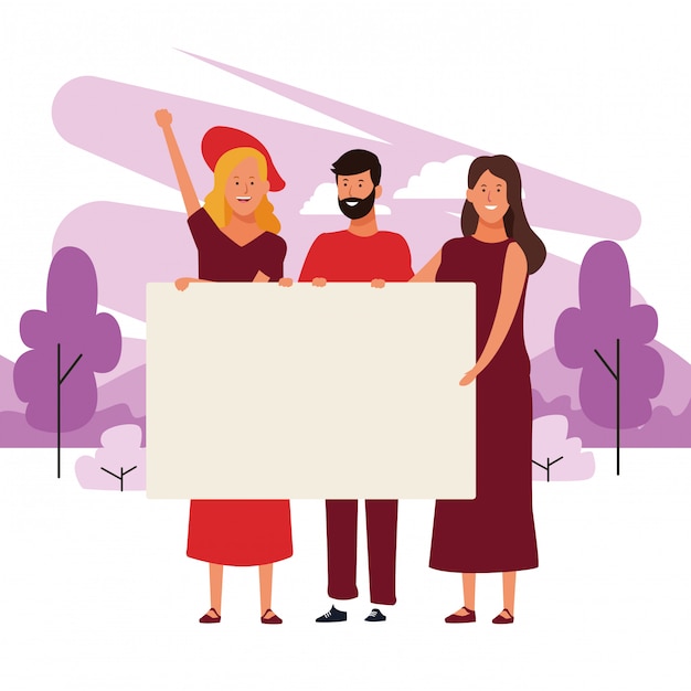 Premium Vector | People with posters