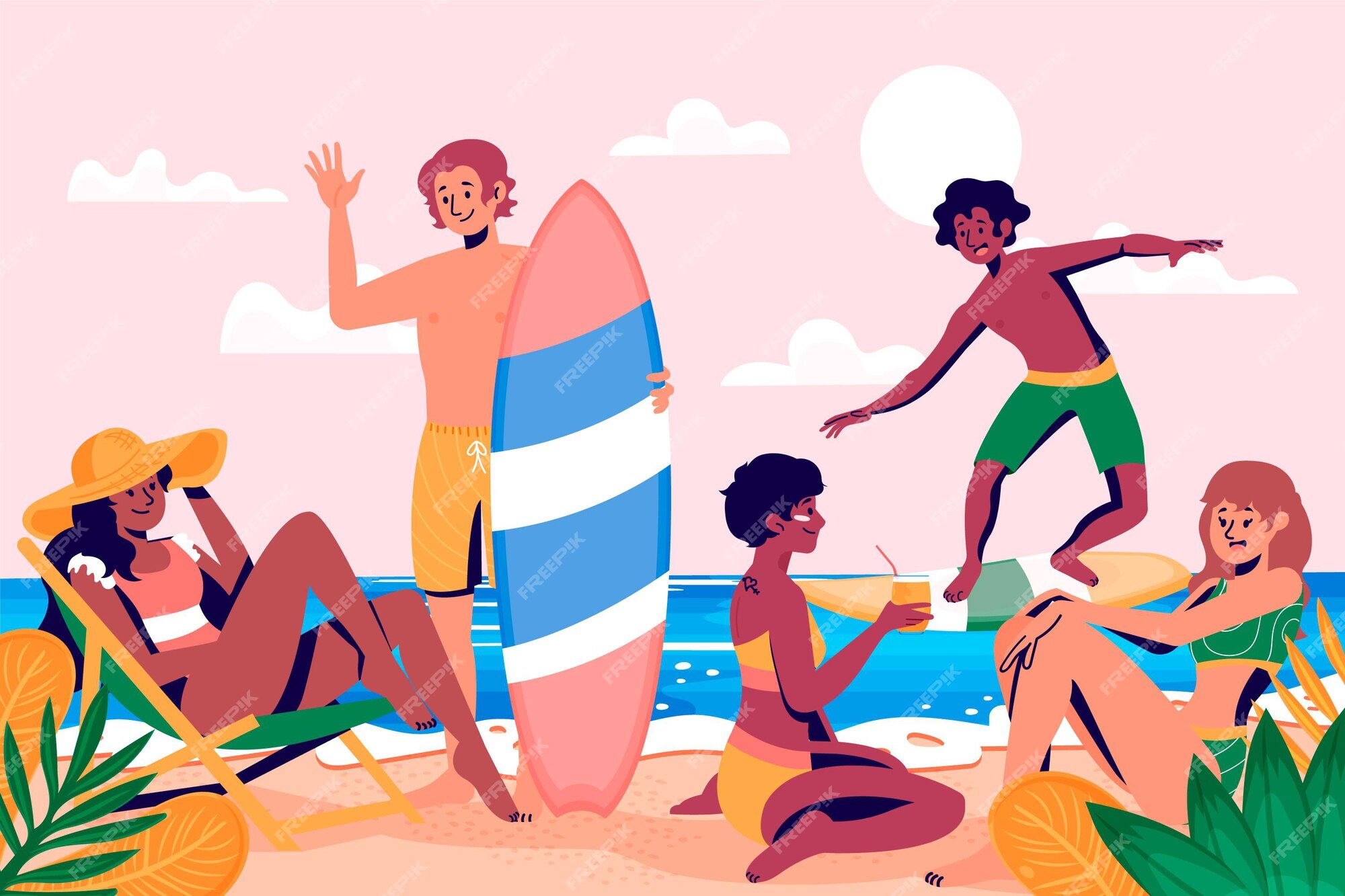 Free Vector | People with summer clothes set