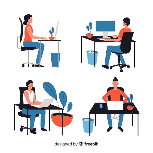 People Working At The Office Free Vector
